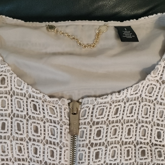 Crochet Lace Sheer Mesh Zip-Up Jacket White Ivory Boho Romantic Barely Worn - Picture 14 of 14